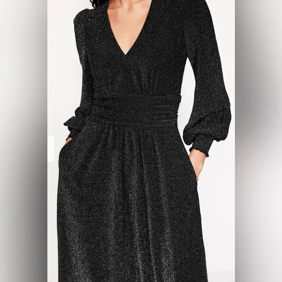 Boden Daphne Metallic Midi Dress in Black - Picture 5 of 12